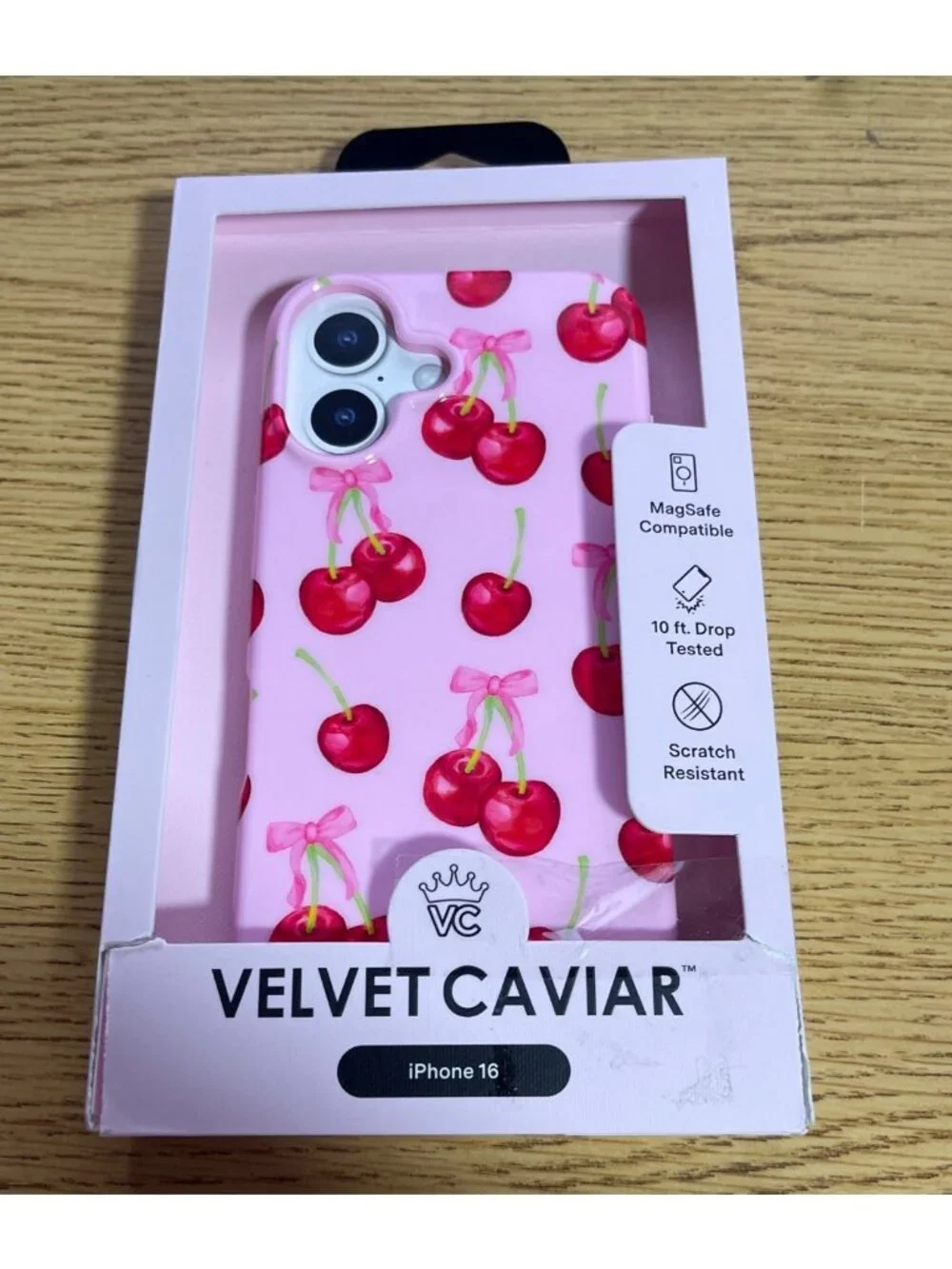 Velvet Caviar iPhone 16 Case Cherry Pink MagSafe 10 Ft Drop Scratch Resistant